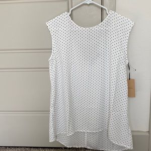 NWT Halogen Hi-Lo Black/White Polka Dot Blouse